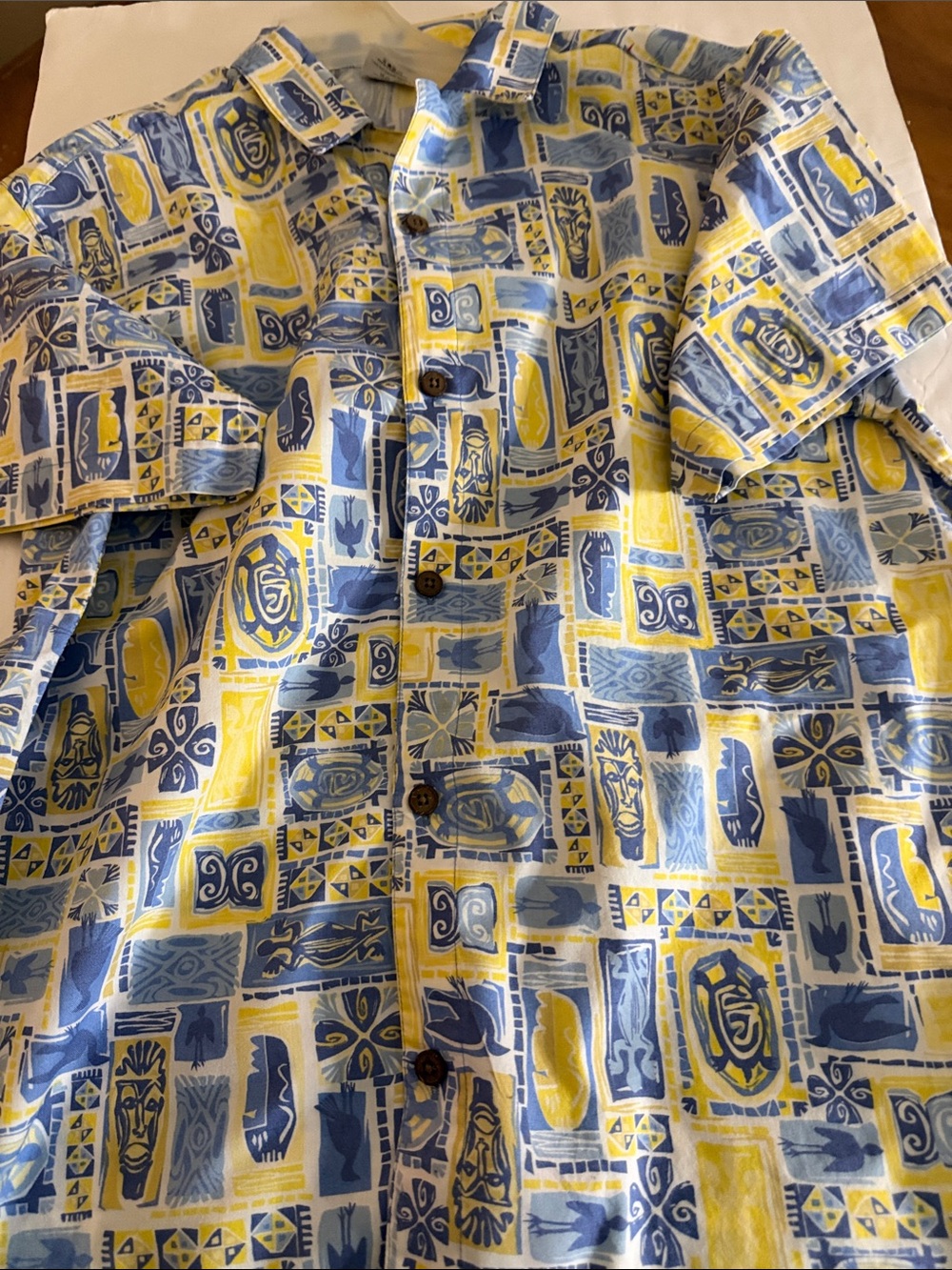 Patagonia  organic cotton kids Button-Down Shirt in Blue & Yellow Tile Print